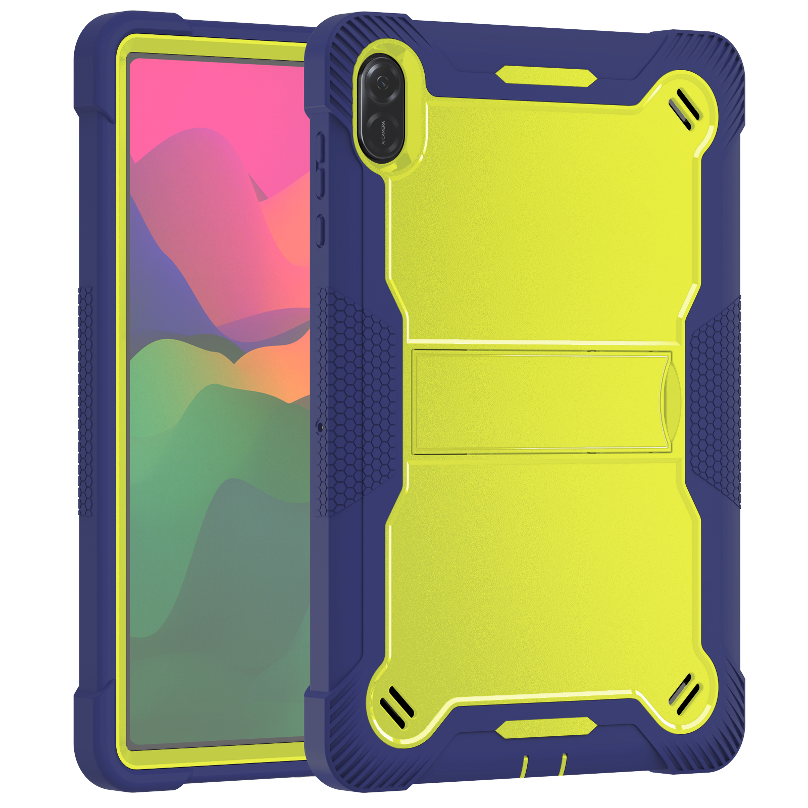 TOZIZO Navy Blue For Honor X8a 11 Inch Rugged Case – Anti-Slip Foldable Stand Cover for Logistics, Field Service & Fleet Deployment