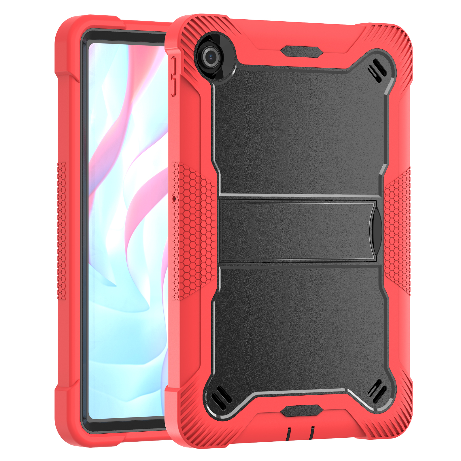 TOZIZO Red Black Heavy Duty Lenovo Zhaoyang K10C 10.1 Case – Shockproof Multi-Angle Stand Cover for Industrial Wholesale