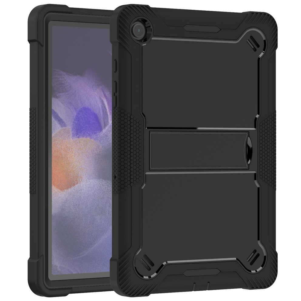 TOZIZO Black Heavy Duty 3-Layer Case for Samsung Tab A9 Plus with Foldable Multi-Angle Landscape Stand, PC Silicone Rugged B2B Tablet Cover