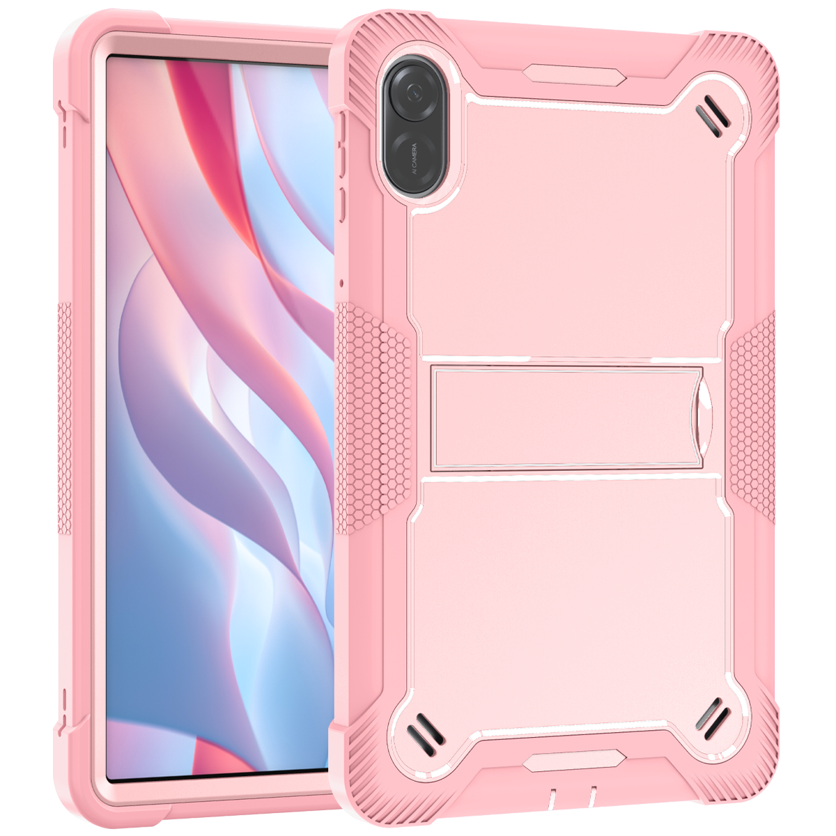 TOZIZO Rose Gold Retail Rugged Case for Honor Pad X9 | Foldable Multi-Angle Landscape Kickstand, Silicone PC Protective Cover for Wholesale & Reseller Programs