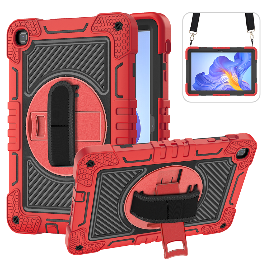 TOZIZO for Honor Pad X8 Red Rugged 3-Layer Protective Case for Wholesale, Rotating Kickstand & Carry Straps