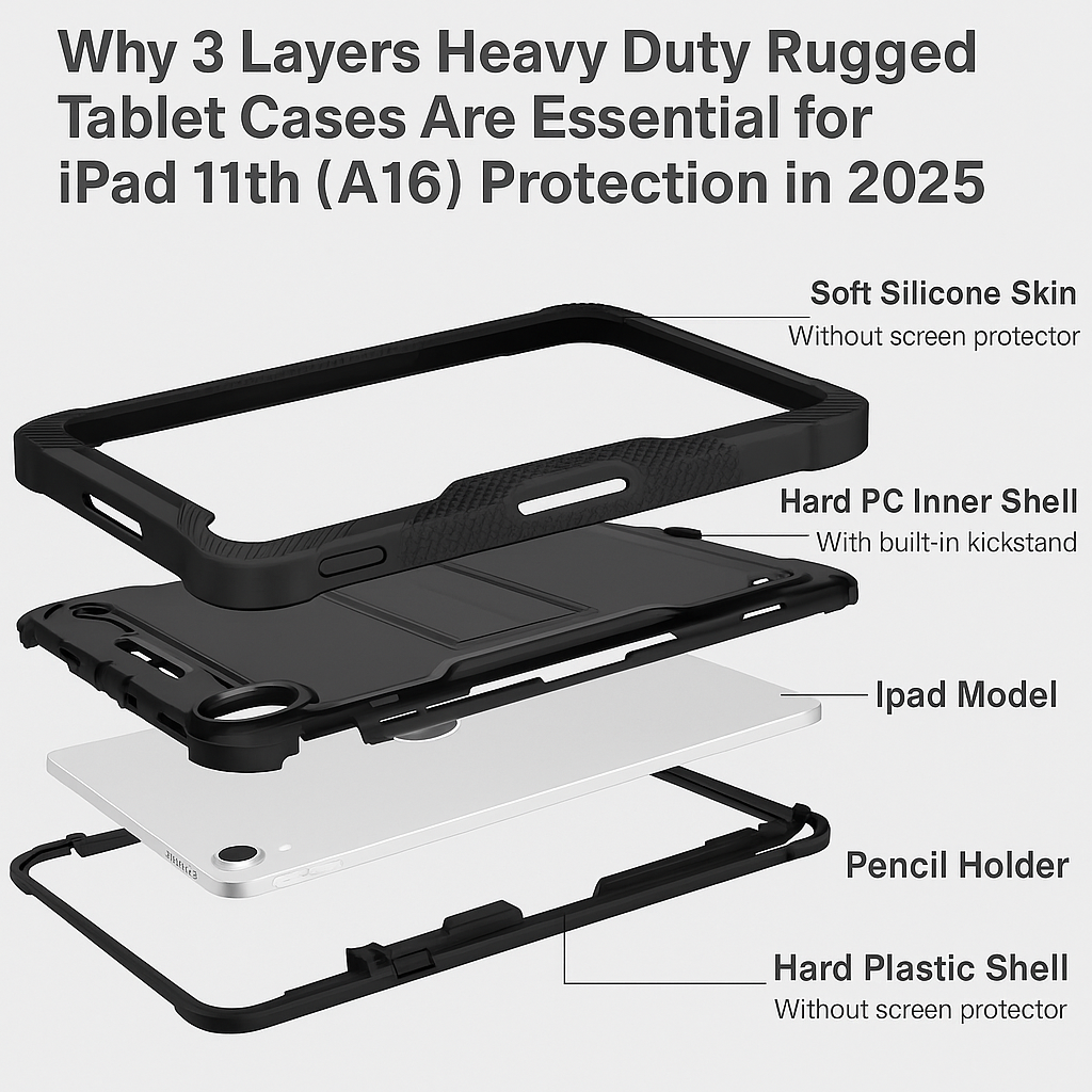 Why 3 Layers Heavy Duty Rugged Tablet Cases Are Essential for iPad 11th (A16) Protection in 2025