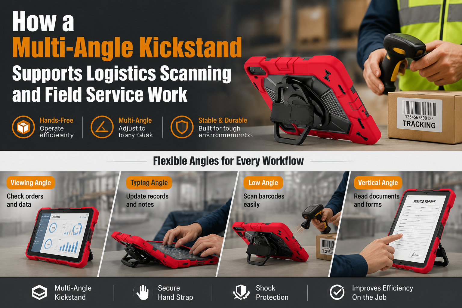 How a Multi-Angle Kickstand Supports Logistics Scanning and Field Service Work