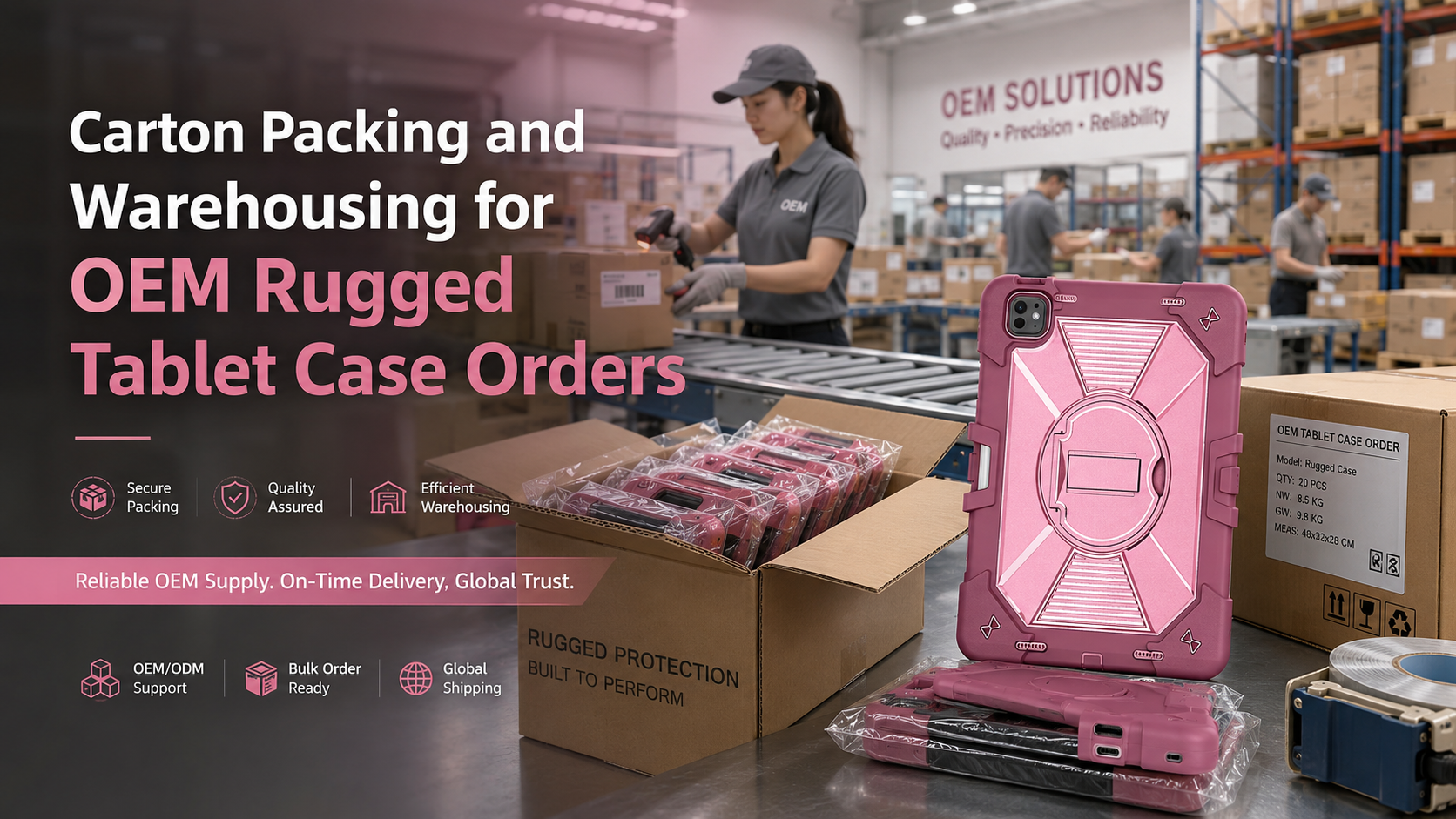 Carton Packing and Warehousing for OEM Rugged Tablet Case Orders