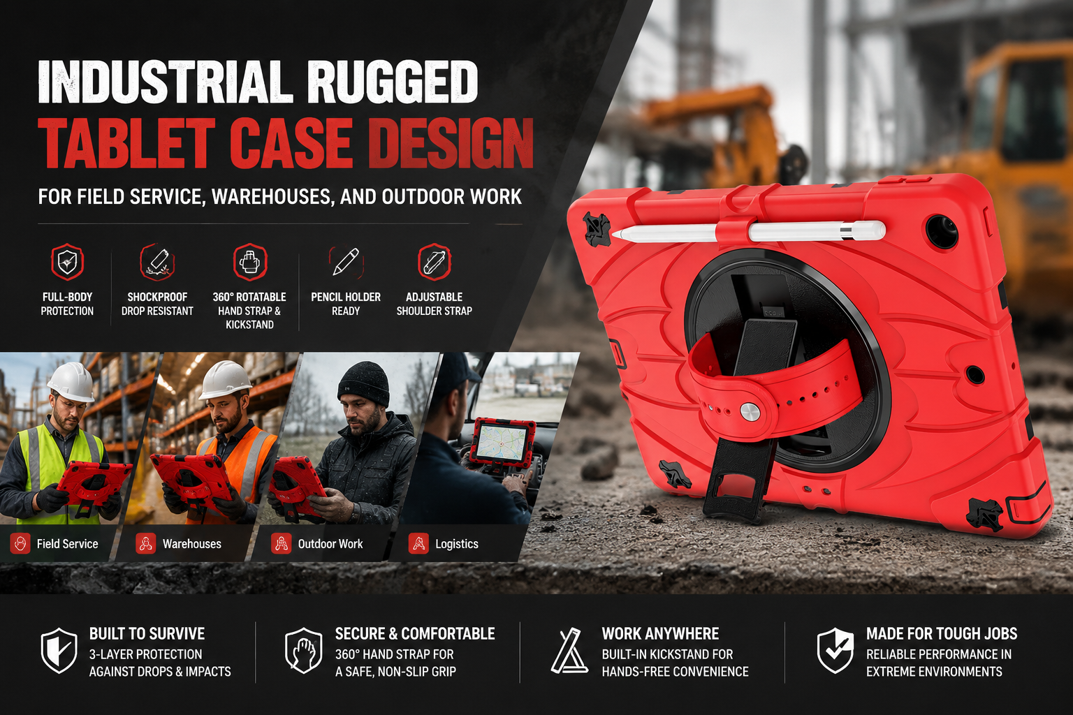 Industrial Rugged Tablet Case Design for Field Service, Warehouses, and Outdoor Work