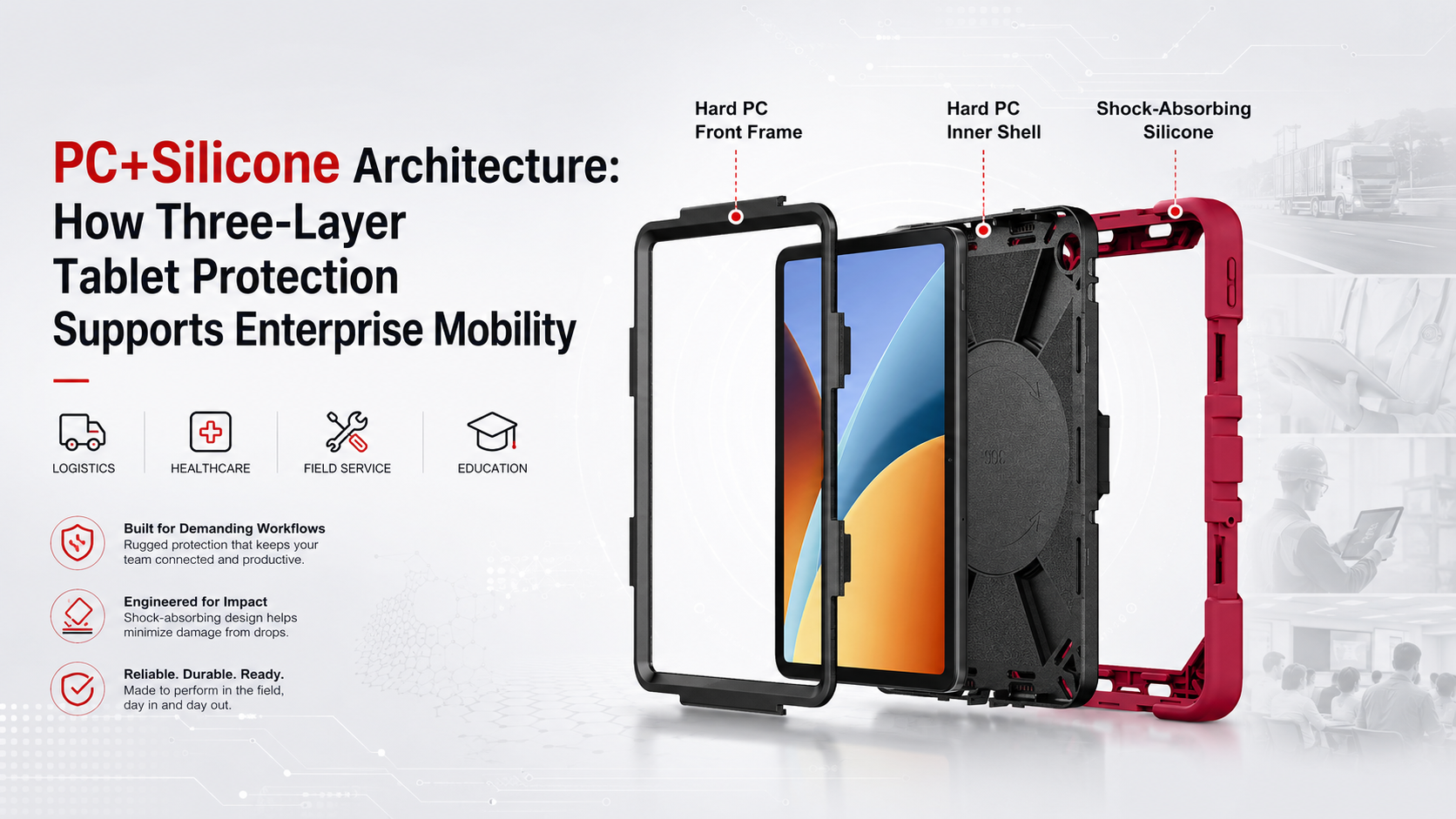 PC+Silicone Architecture: How Three-Layer Tablet Protection Supports Enterprise Mobility