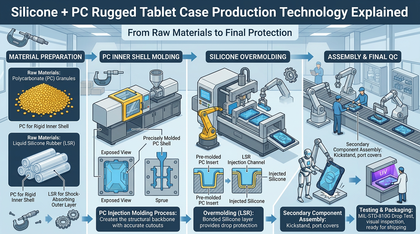Silicone + PC Rugged Tablet Case Production Technology Explained