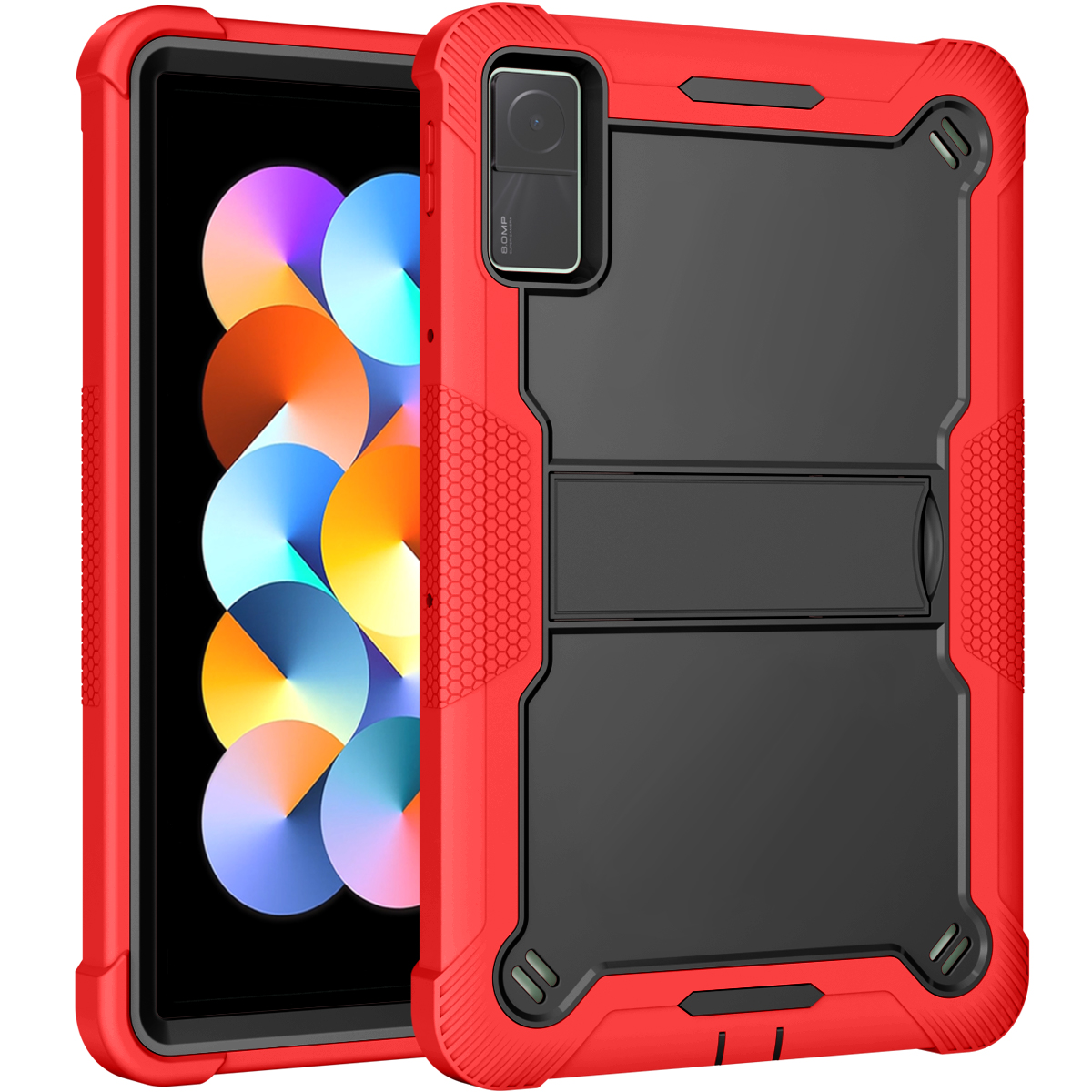TOZIZO Red Shockproof Combo Tablet Case for Redmi Pad 10.61 – Military Grade Drop Protection, Kid-Friendly Hybrid Design