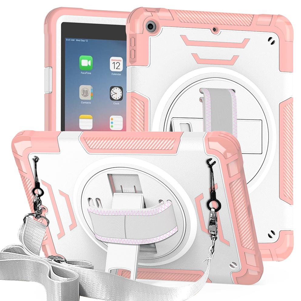 TOZIZO Pink For iPad 5th/6th Gen 9.7 Protective Case – 360° Rotating Stand, Hand Strap & Wide Shoulder Strap for Retail and Hospitality Programs