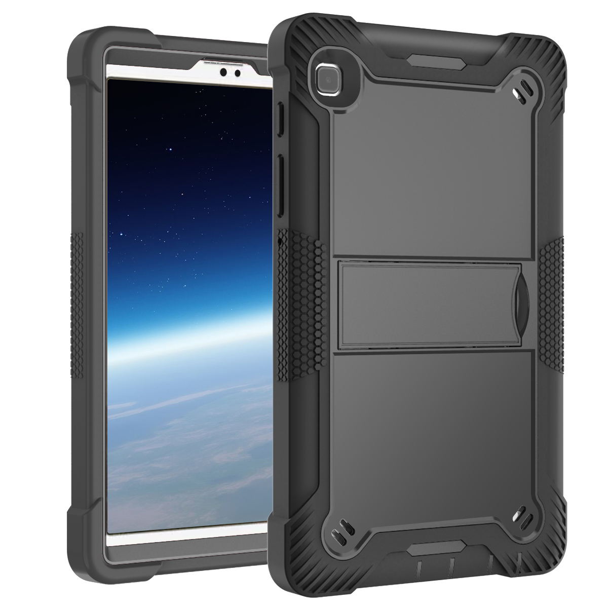 TOZIZO for Samsung Tab A7 Lite Black Rugged 3-Layer Case with Foldable Multi-Angle Landscape Stand | B2B Wholesale