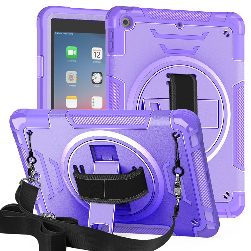 TOZIZO Purple For iPad 5th/6th Gen 9.7 Case – 360° Rotating Stand, Adjustable Hand Strap & Wide Shoulder Strap for Education and Training