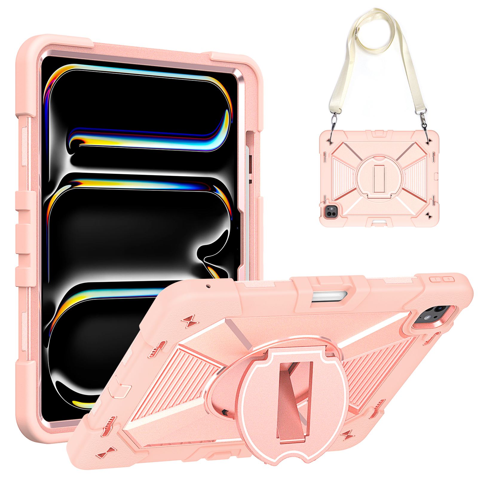 TOZIZO Rose Gold Kids Education Tablet Case for iPad Air 13 Full Body Protection