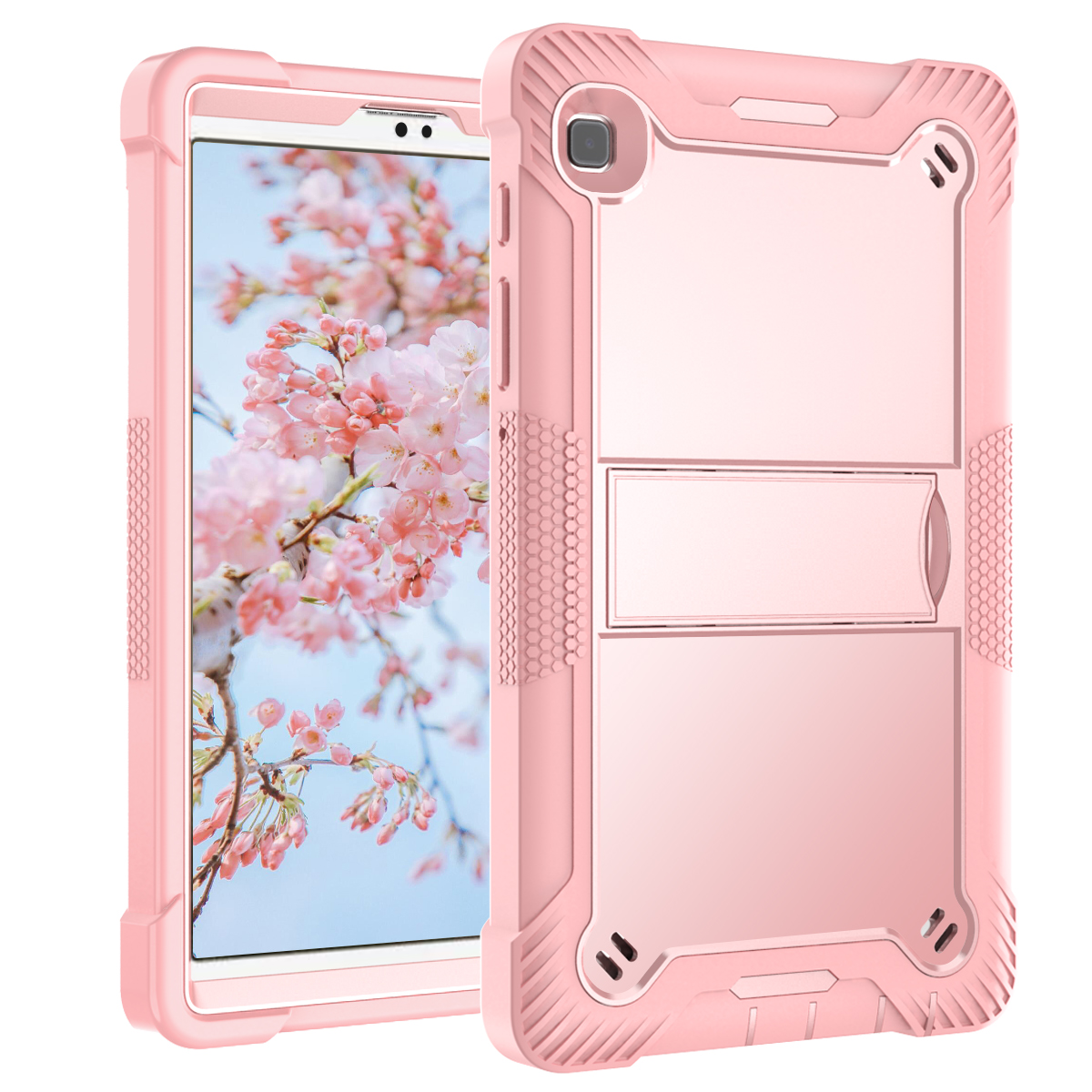 TOZIZO for Samsung Tab A7 Lite Rose Gold 3-Layer Protective Case with Multi-Angle Landscape Kickstand | Retail & Distributor Supply