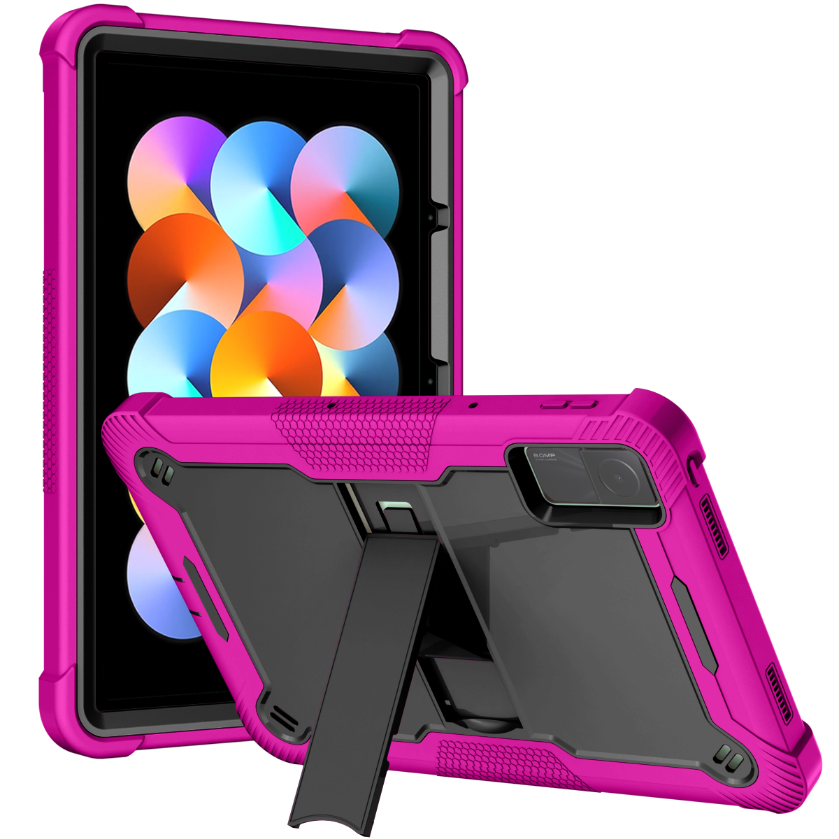 TOZIZO Hot Pink Educational-Grade Survivor Tablet Case for Redmi Pad 10.61 – Rugged Combo Tablet Cover with Kickstand