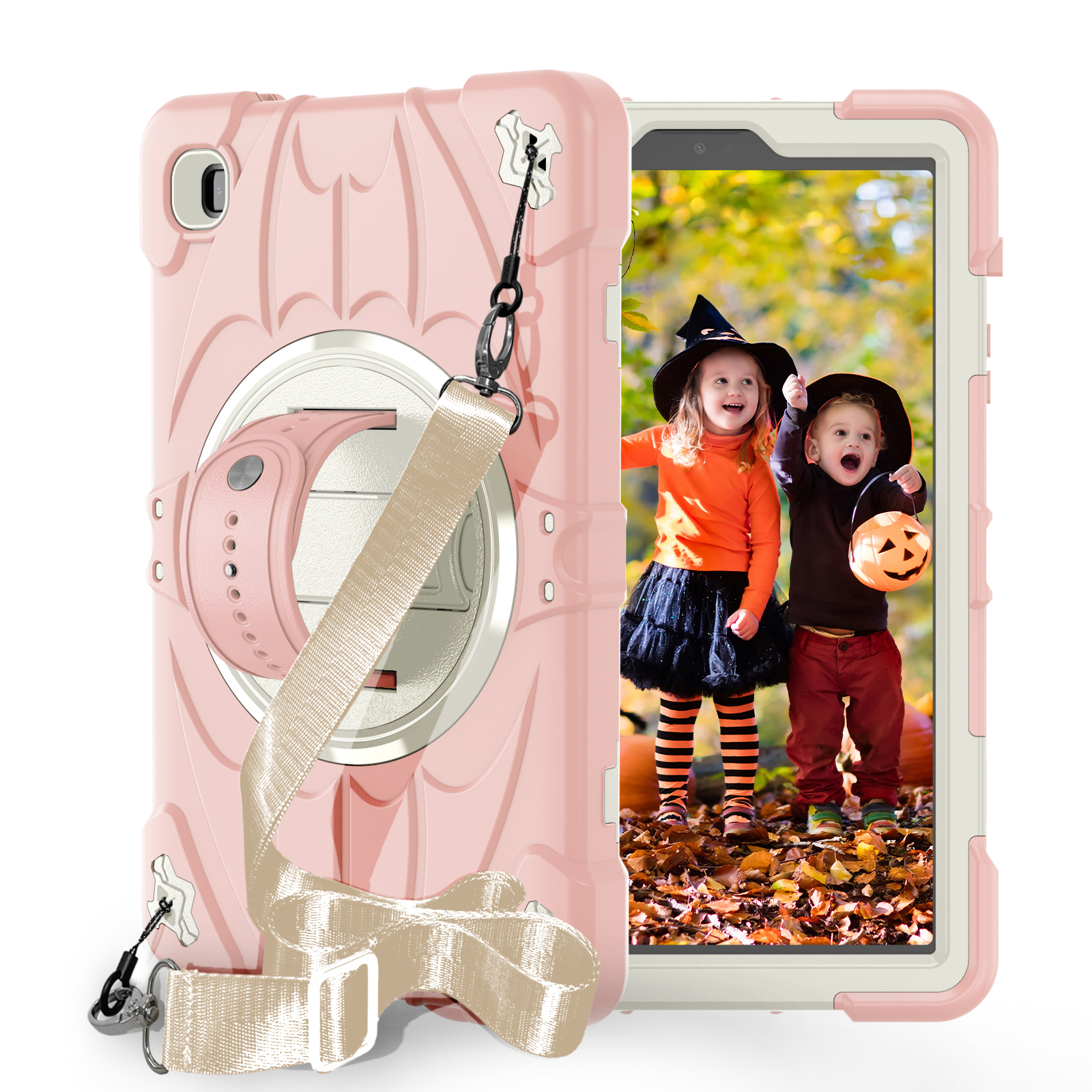 TOZIZO Shockproof Tablet Case for Galaxy Tab A7 Lite T220/T225 | Rugged 3-Layer Drop Proof Heavy Duty Survivor Case with Rotating Hand Strap & Stand