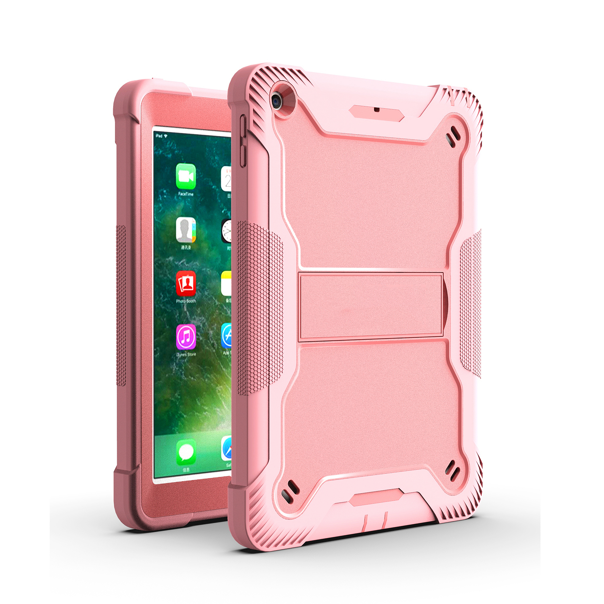 TOZIZO Rose Gold Rugged Silicone PC Stand Case for iPad 5th/6th Generation | Education & Retail Bulk Cover