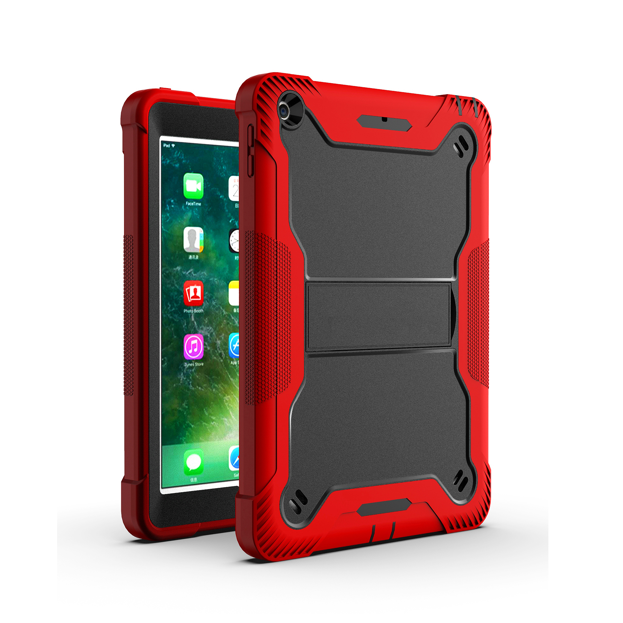 TOZIZO Red Black Shockproof Multi-Angle Stand Case for iPad 5th/6th Generation | Wholesale Armor Cover