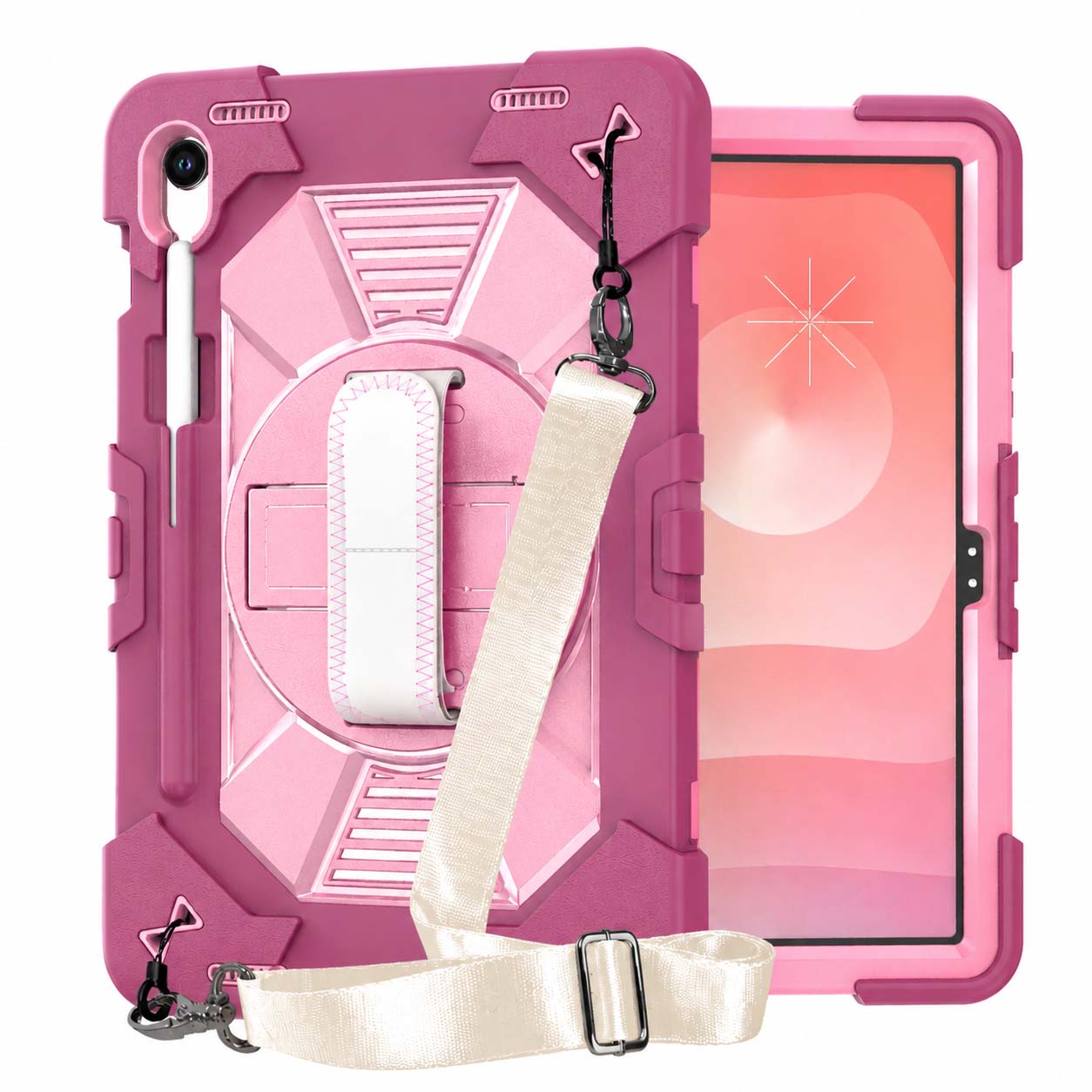 TOZIZO for Samsung S10/S10 Lite Rose Red Rugged Promotional Case with Foldable Multi-Angle Stand