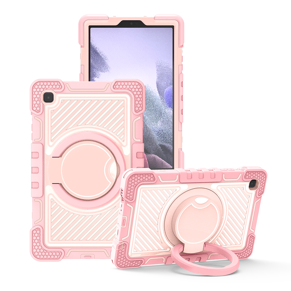 TOZIZO Business Education Case for Samsung Galaxy Tab A7 Lite - Rose Gold 360° Multi-Angle Stand Handheld Grip Carry Strap