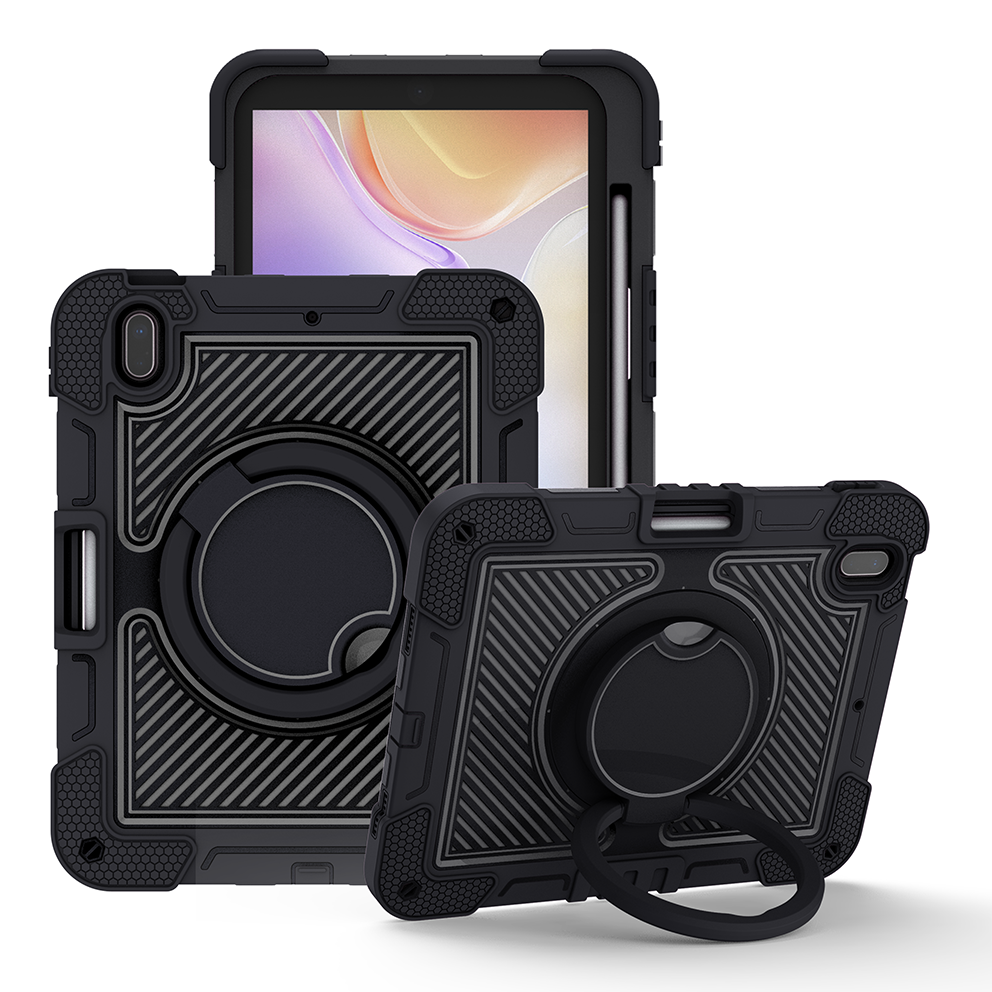 TOZIZO Black Heavy Duty Case for iPad 10th Generation 2022 with 360° Rotating Hanging Stand & Adjustable Shoulder Strap