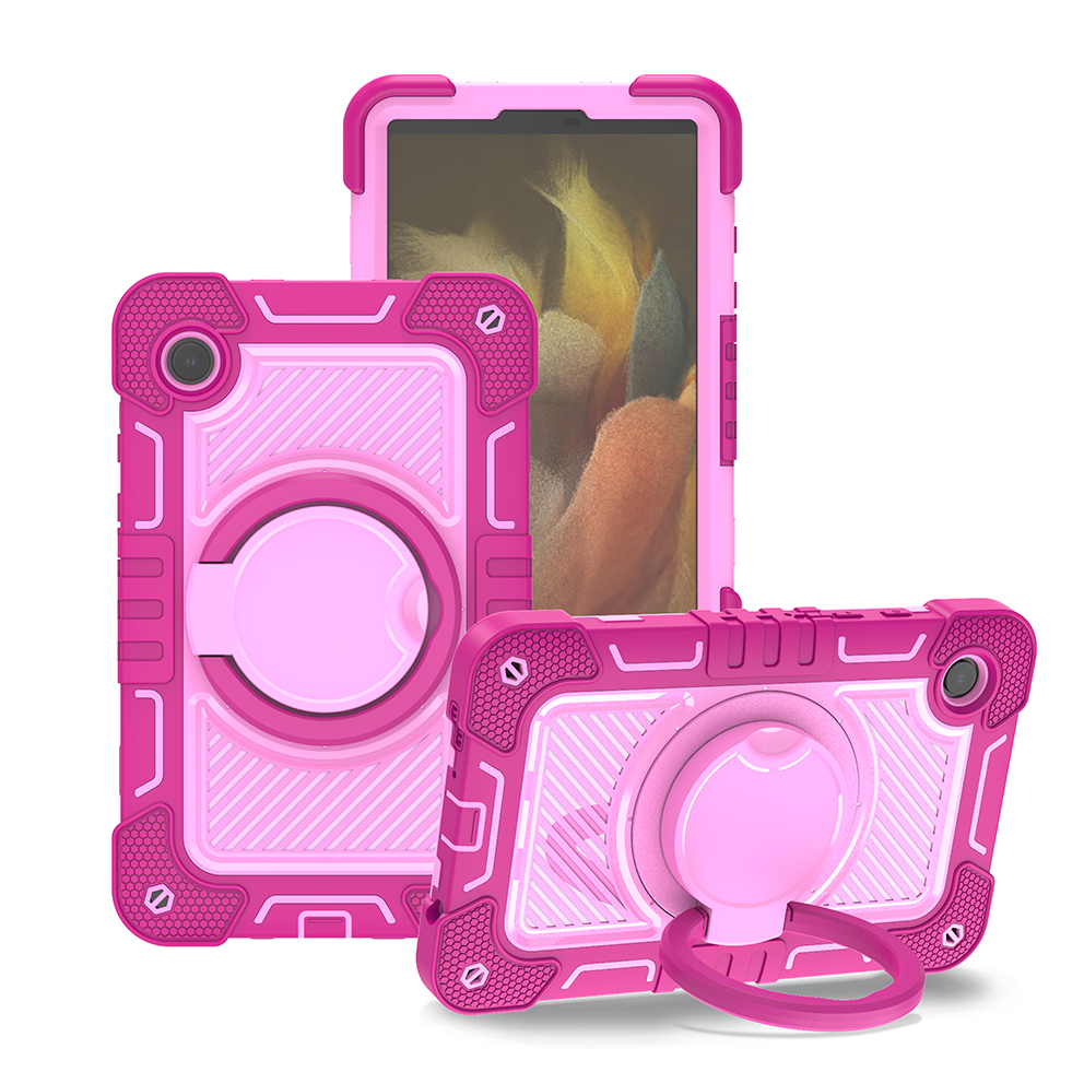 TOZIZO Rose Red Service 360° Rugged Case for Samsung Tab A9 | Rotating Handle Stand & Wide Carry Strap