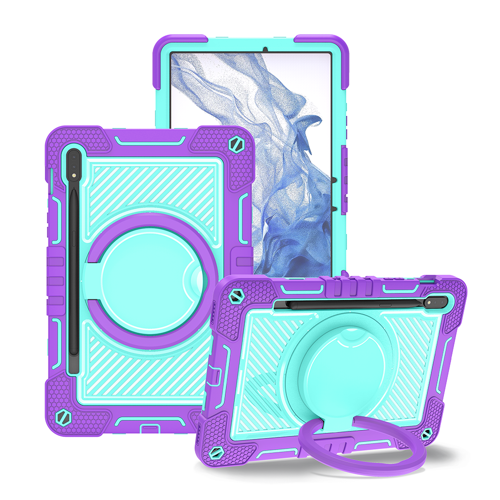 TOZIZO Purple Mint Rugged Case for Samsung Galaxy Tab S8 with Multi-Angle 360° Stand Handle & Wide Shoulder Strap – Learning Wholesale