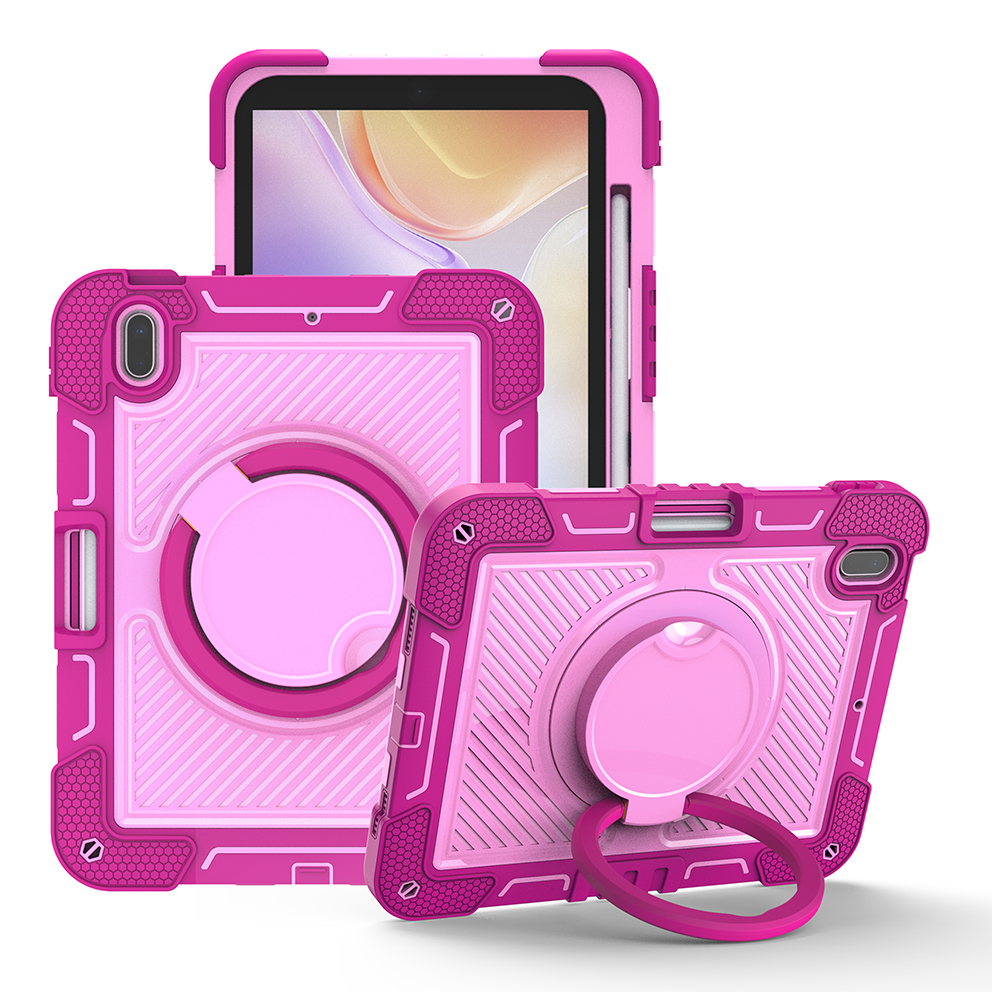 TOZIZO Rose Red Commercial Rugged Case for iPad 10th Generation 2022 with Swivel Stand, Carry Handle & Wide Shoulder Strap