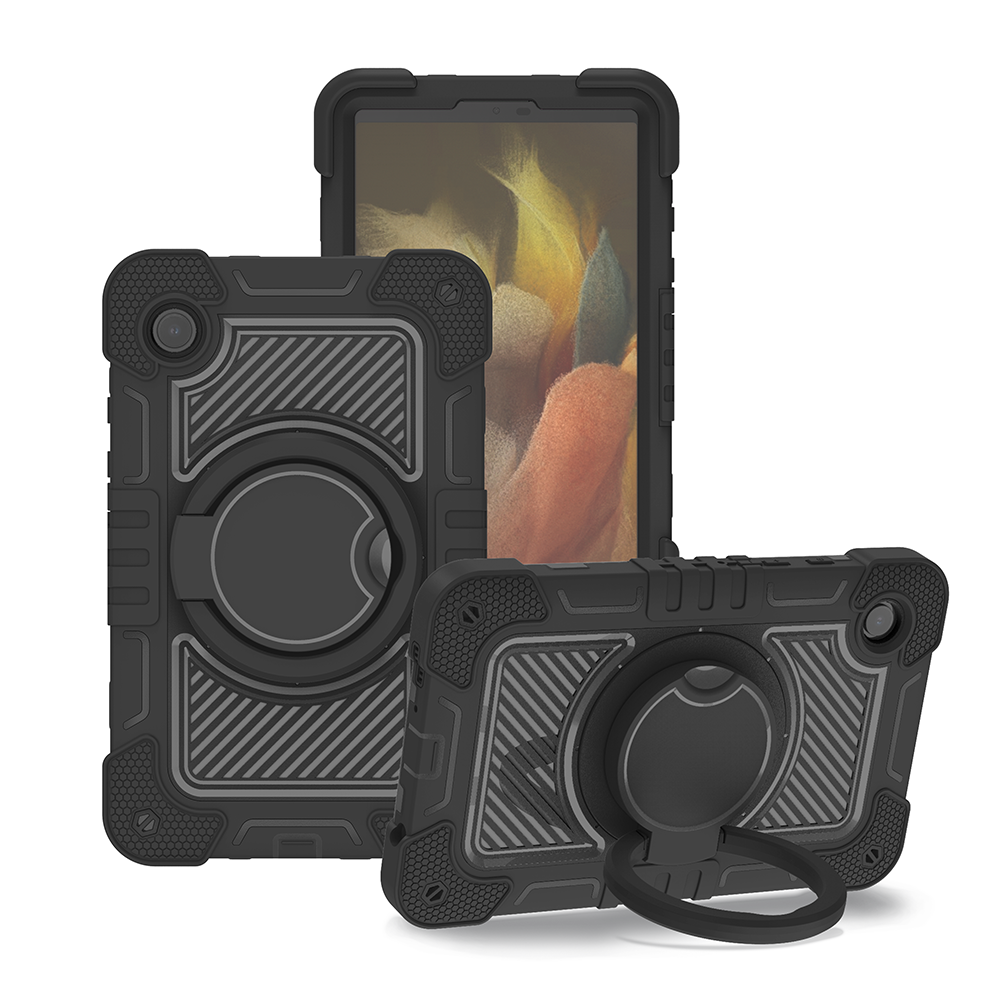 TOZIZO Black Enterprise 360° Rotating Rugged Case for Samsung Tab A9 | Hand Grip & Wide Adjustable Shoulder Strap