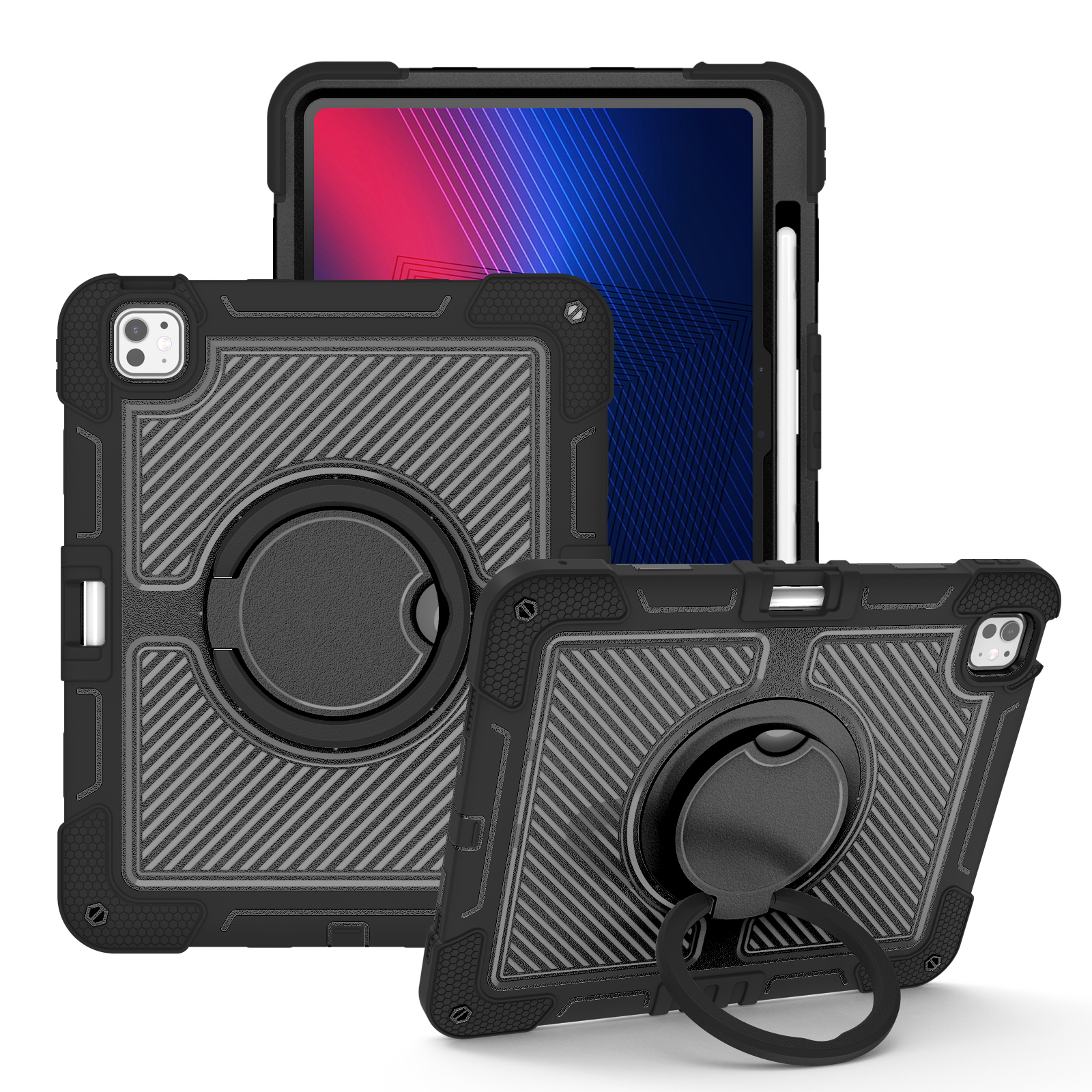 TOZIZO Black 360 Degree Rotating Rugged Case for iPad Pro 13 with Shoulder Strap for Enterprise Wholesale