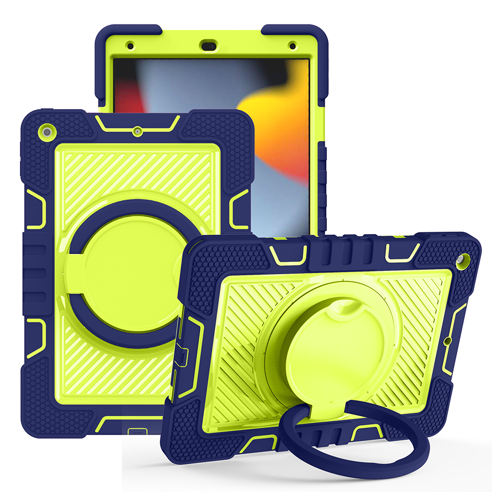 TOZIZO Navy Blue Industrial Tablet Case for iPad 10.2 7th 8th 9th Gen Drop Resistant Anti-Slip with Shoulder Strap
