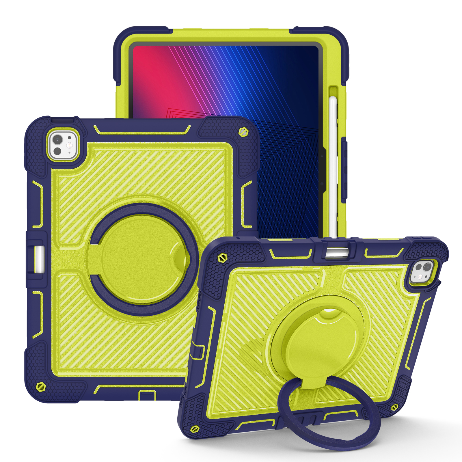 TOZIZO Navy Blue Rugged Carry Case for iPad Pro 13 with 360 Degree Stand and Strap for Corporate Mobility