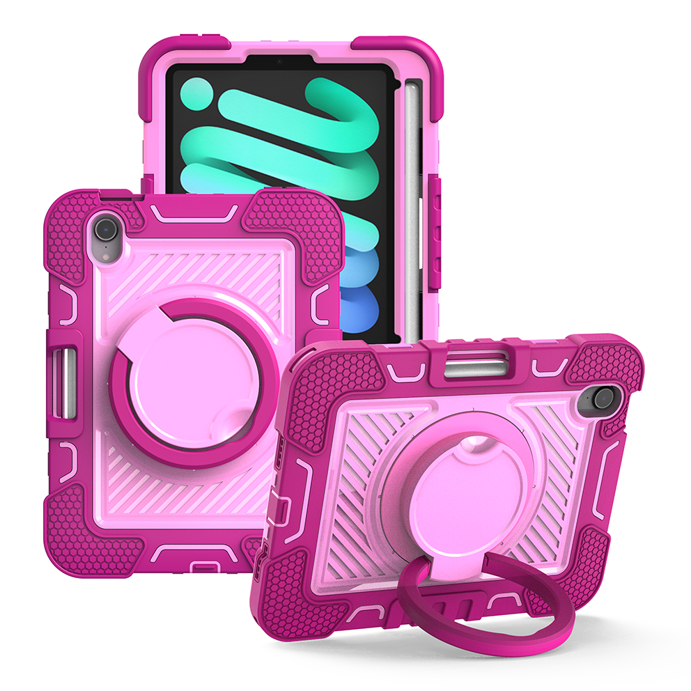 TOZIZO Rose Red B2B Rugged Case for iPad mini 6 / mini 7 with Carry Handle and Stand