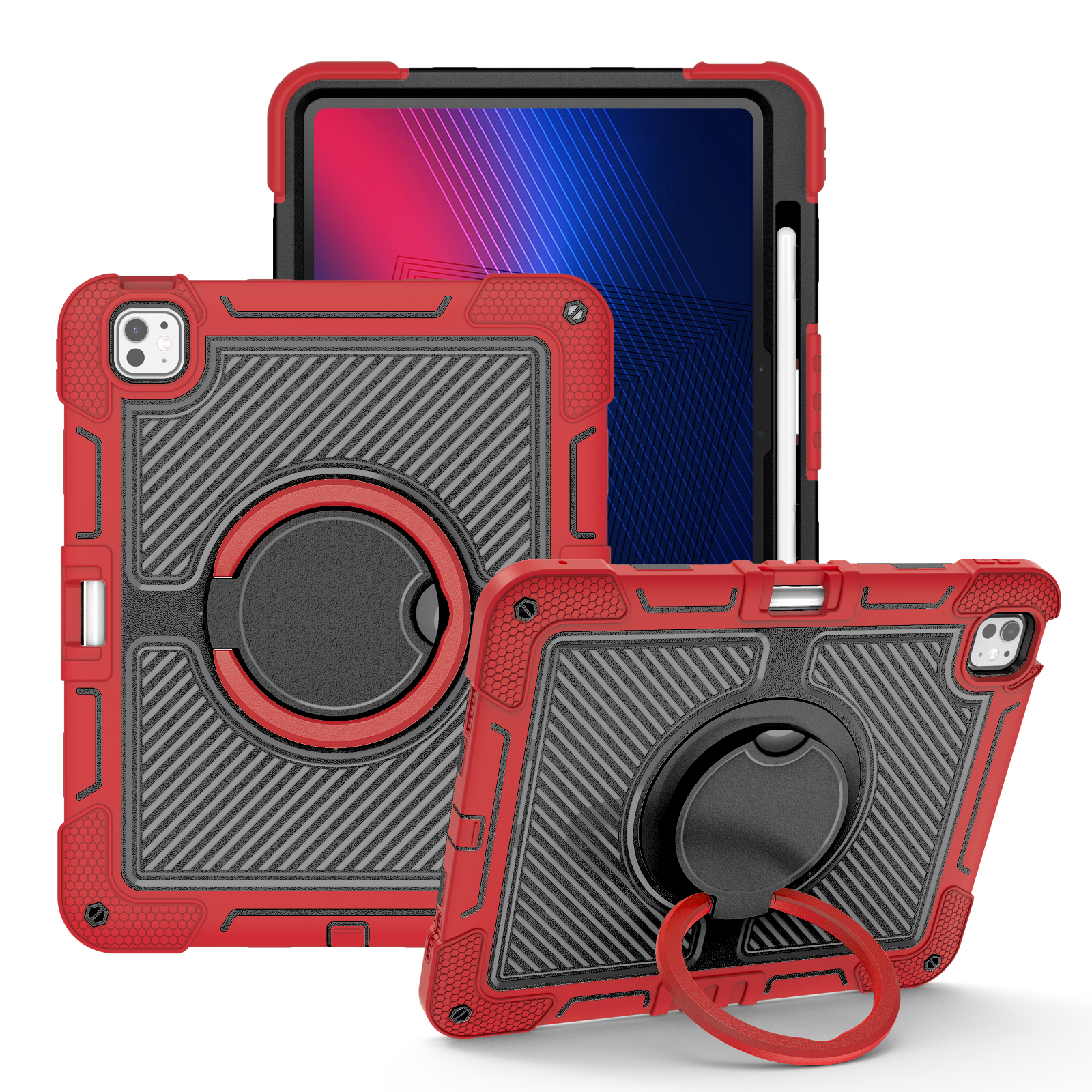 TOZIZO Red Heavy Duty Case for iPad Pro 13 with 360 Degree Handle Stand and Strap for Industrial Supply