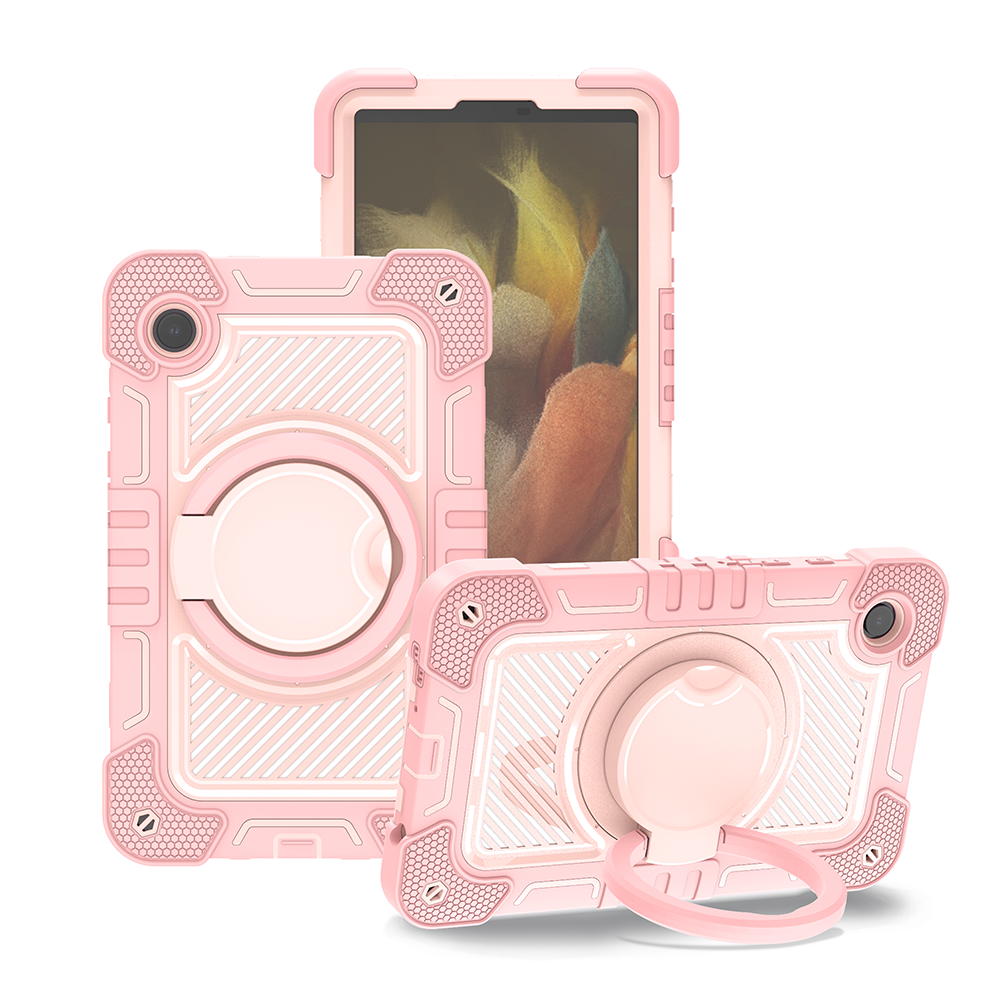 TOZIZO Rose Gold Education 360° Rotating Case for Samsung Tab A9 | Handheld Stand & Adjustable Carry Strap