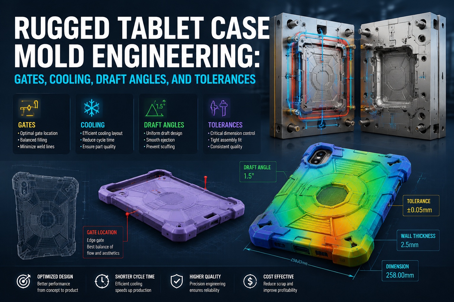 Rugged Tablet Case Mold Engineering: Gates, Cooling, Draft Angles, and Tolerances