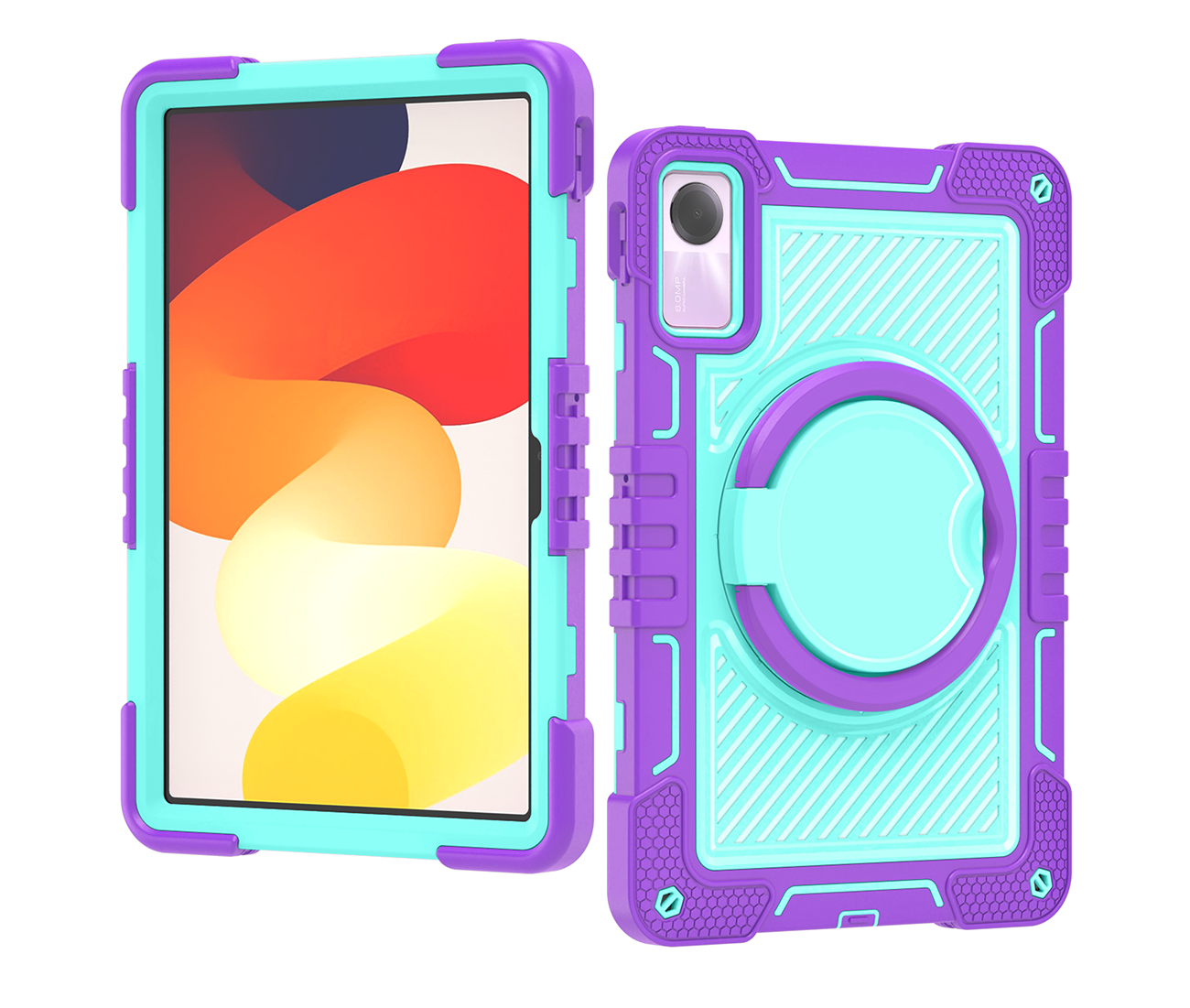TOZIZO Purple Mint Protective Case for Redmi Pad SE, 360° Rotating Hand Grip, Foldable Multi-Angle Stand & Shoulder Strap