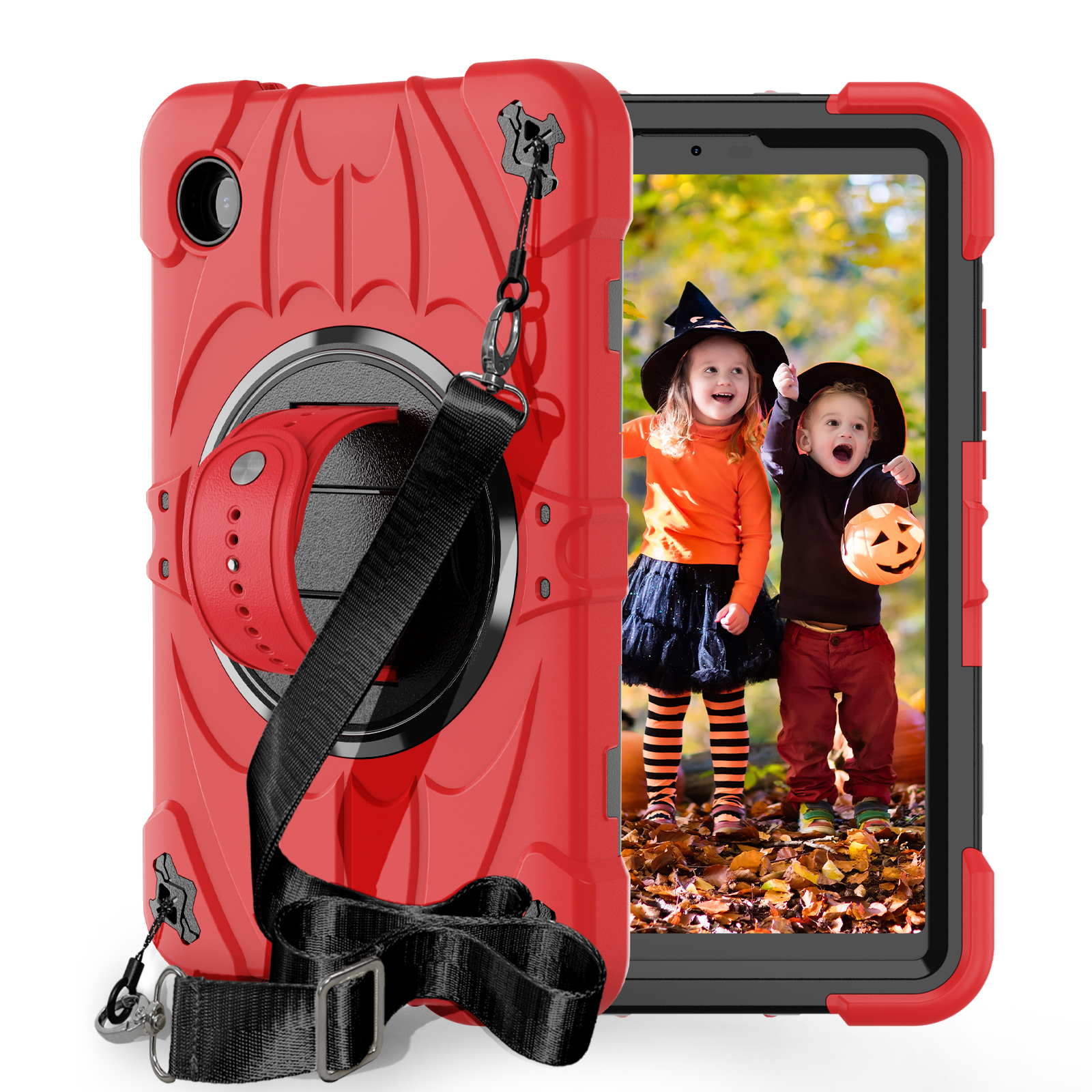 TOZIZO Samsung Tab A11 A9 Military-Grade Protection 360° Rotatable Hand Strap Silicone Shockproof Tablet Case for Kids Learning Companion