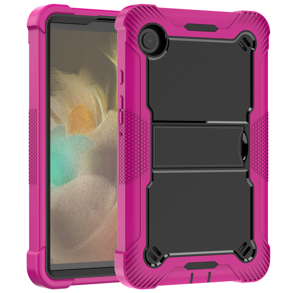TOZIZO Samsung Galaxy Tab A11 Heavy Duty Full-Body Protective Case with Kickstand - Black/Rose