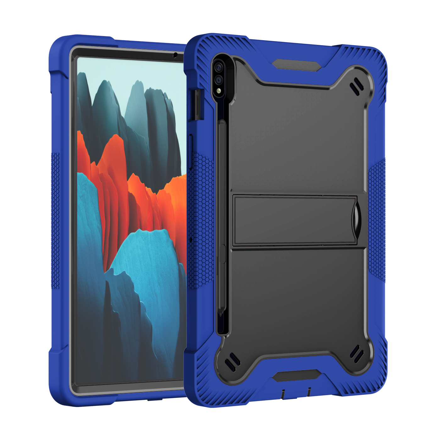 TOZIZO Dark Blue + Black Full Body Protective Samsung Galaxy Tab S7 / S8 11 Inch Rugged Case