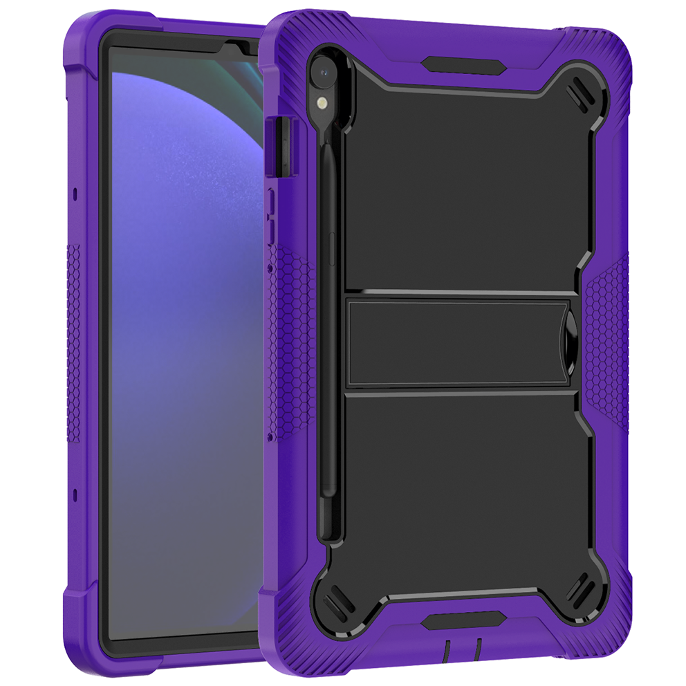 TOZIZO Triple-Layer Shockproof Survivor Case for Samsung Tab S10 Lite/S10FE/S9 FE – 11'' Rugged Purple Shell with Kickstand
