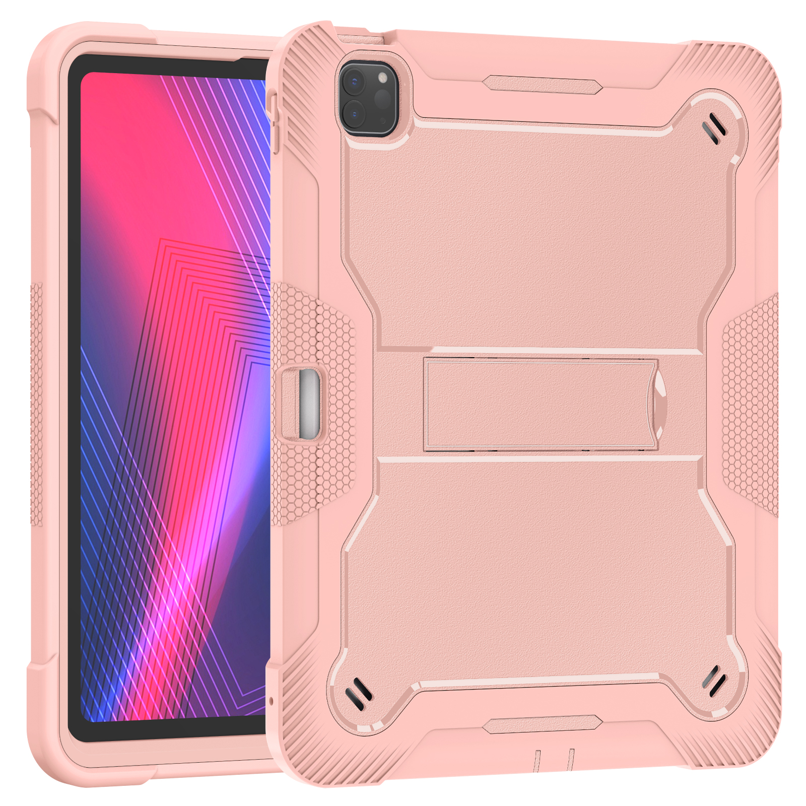 TOZIZO Rose Gold Case for iPad Pro 13 (2024) | Stylish Rugged 3-in-1 Silicone PC Cover with Foldable Stand