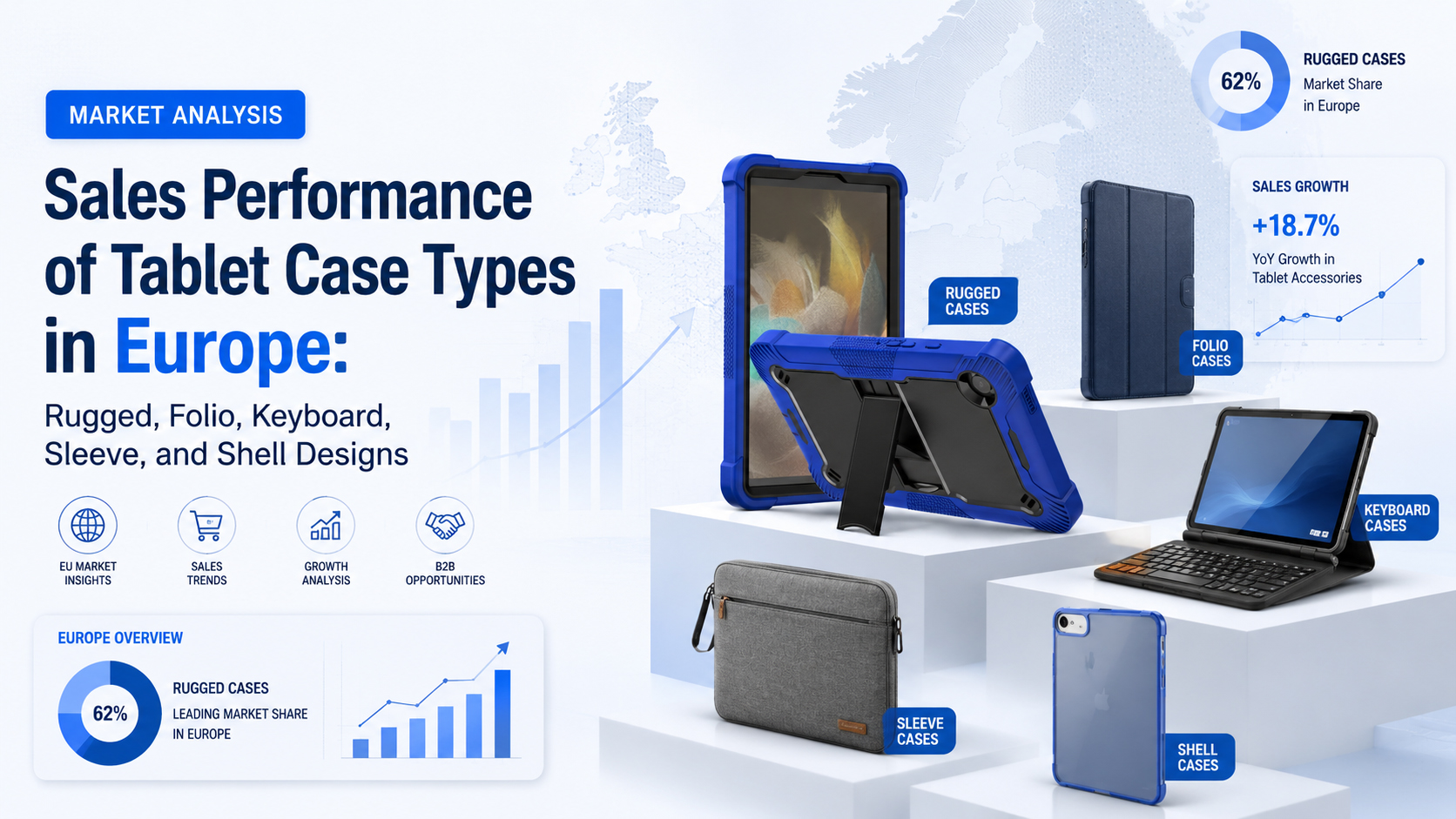 Sales Performance of Tablet Case Types in Europe: Rugged, Folio, Keyboard, Sleeve, and Shell Designs