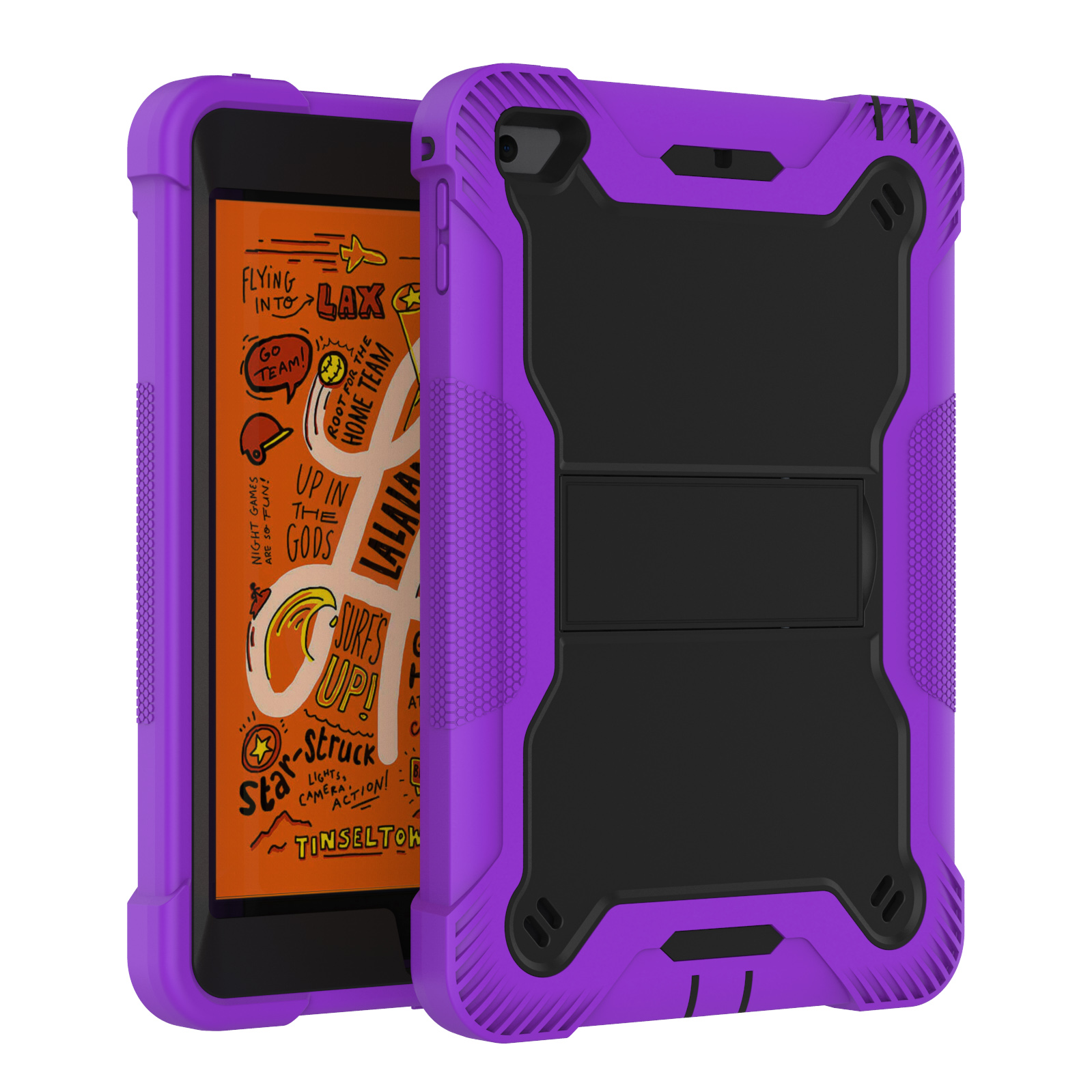 TOZIZO Purple Defender iPad mini 4/5 Case – Rugged Kickstand Shockproof Protection Tablet Cover