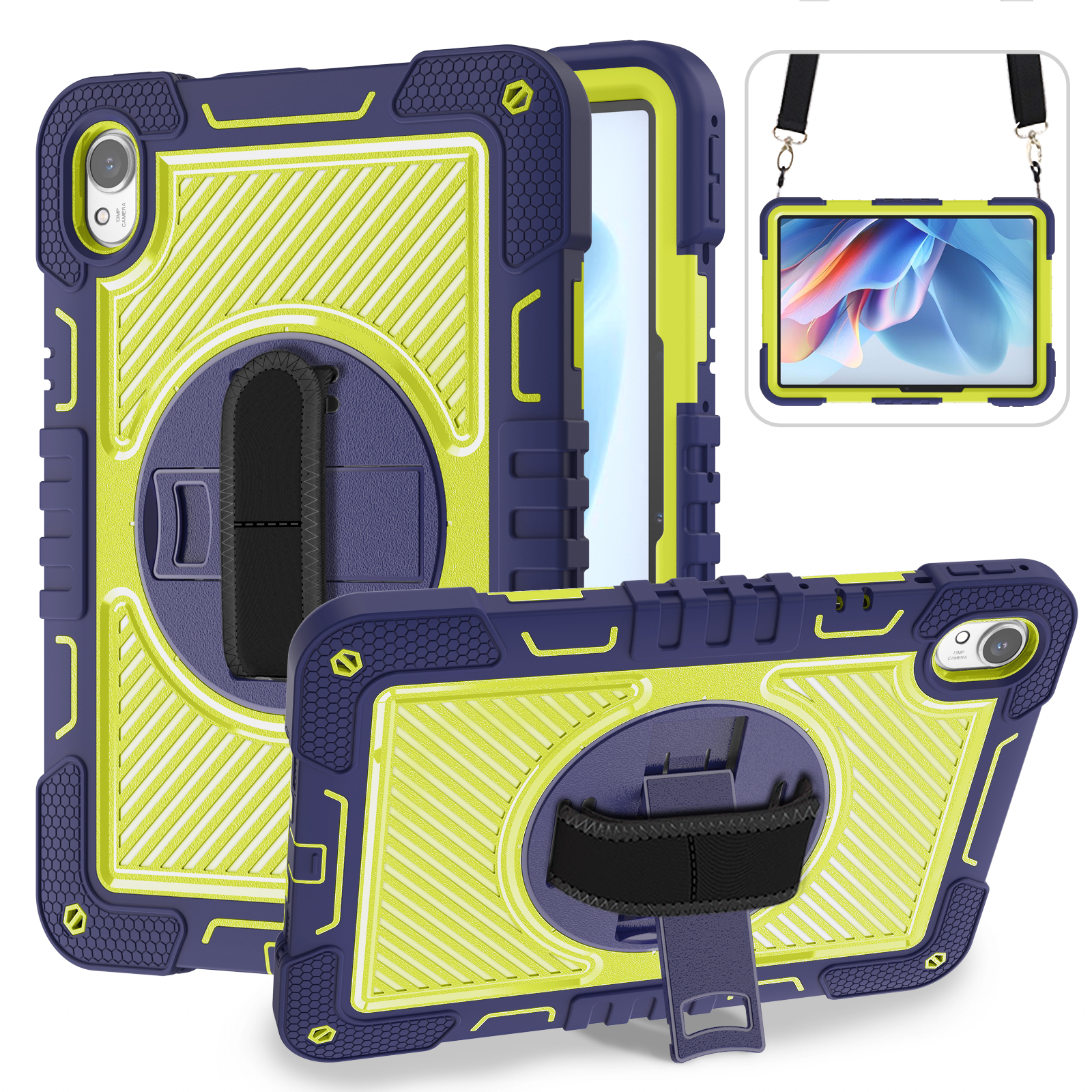 TOZIZO Navy Blue Industrial Case for Huawei MatePad 11 – 3-Layer Shockproof Armor with 360° Stand