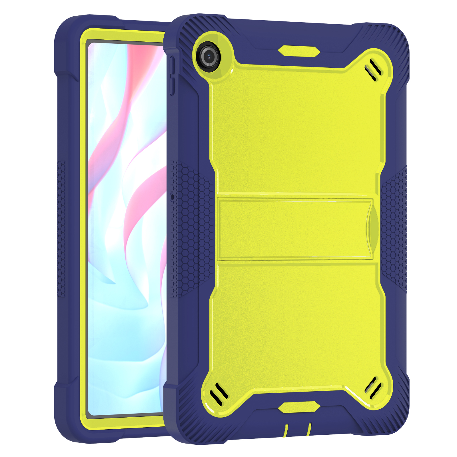 TOZIZO Navy Blue Rugged Lenovo Zhaoyang K10C 10.1 Case – Anti-Slip Foldable Stand Cover for Logistics & Field Operations