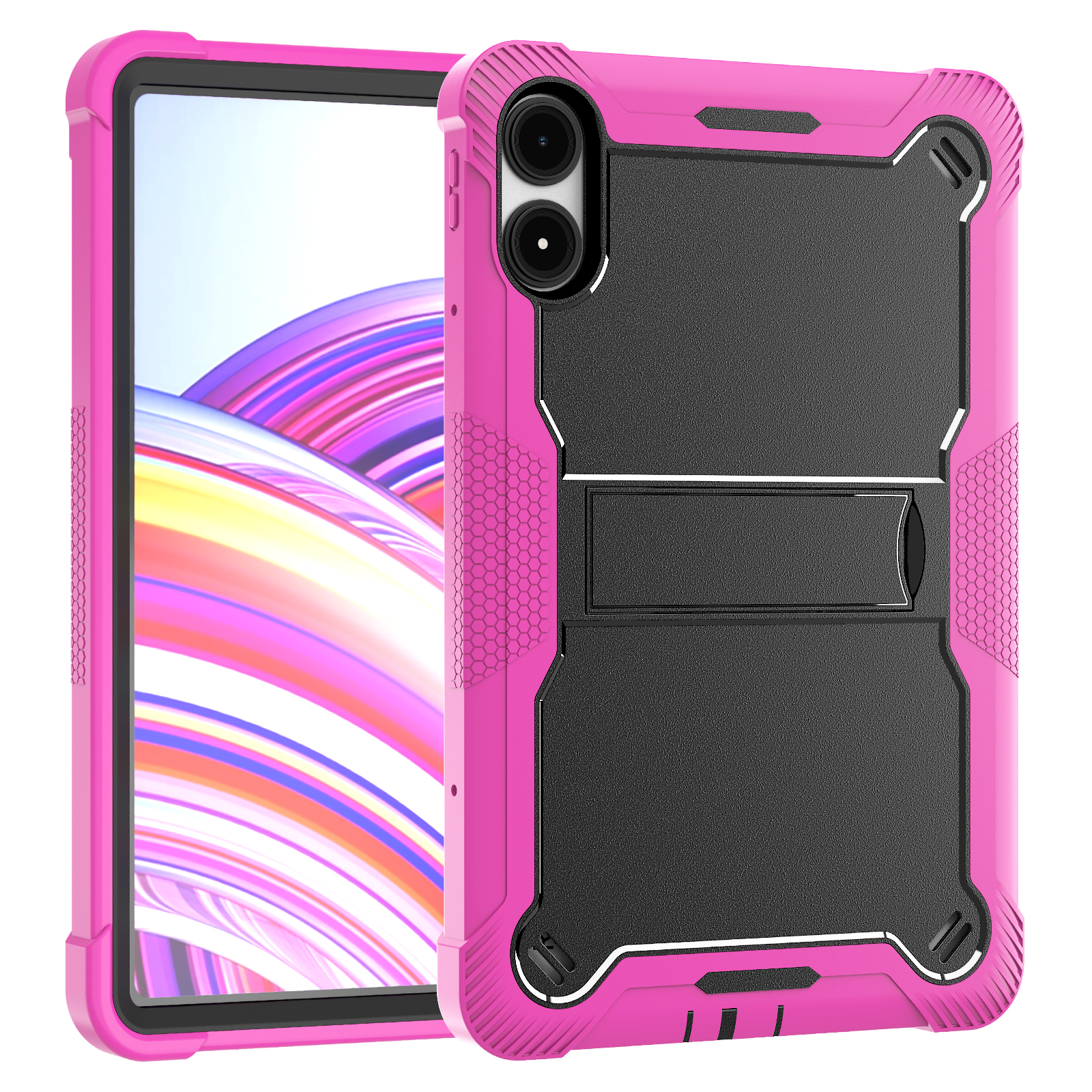 TOZIZO Rose Red Rugged Tablet Cover for Redmi Pad Pro 12.1 with Foldable Multi-Angle Kickstand, Anti-Drop Anti-Slip Dust Resistant Case