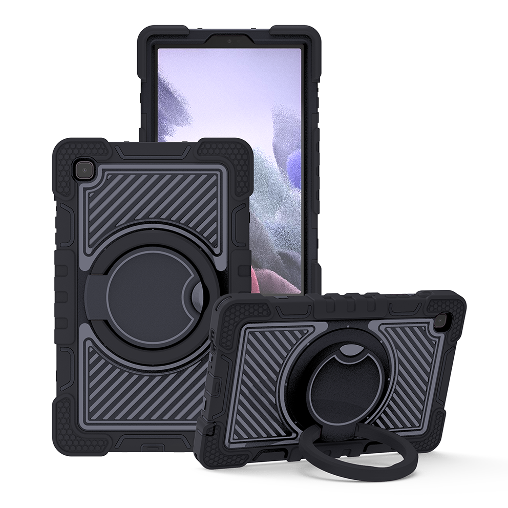 TOZIZO Enterprise Rugged Case for Samsung Galaxy Tab A7 Lite - Black 360° Rotating Stand Hand Grip Adjustable Shoulder Strap
