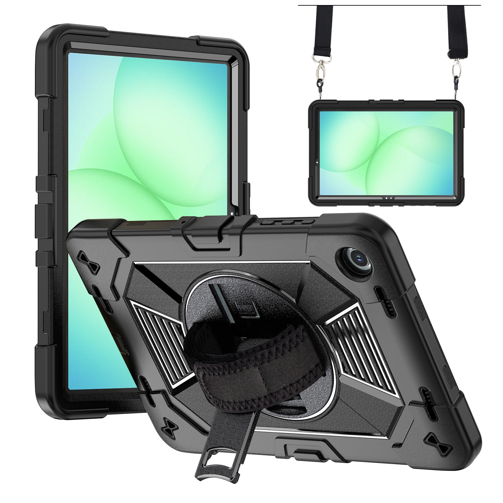 TOZIZO Industrial Rugged Case for Samsung Tab A9+ / Tab A11+ Case, 3-Layer Shockproof PC Silicone Cover with 360° Stand - Red