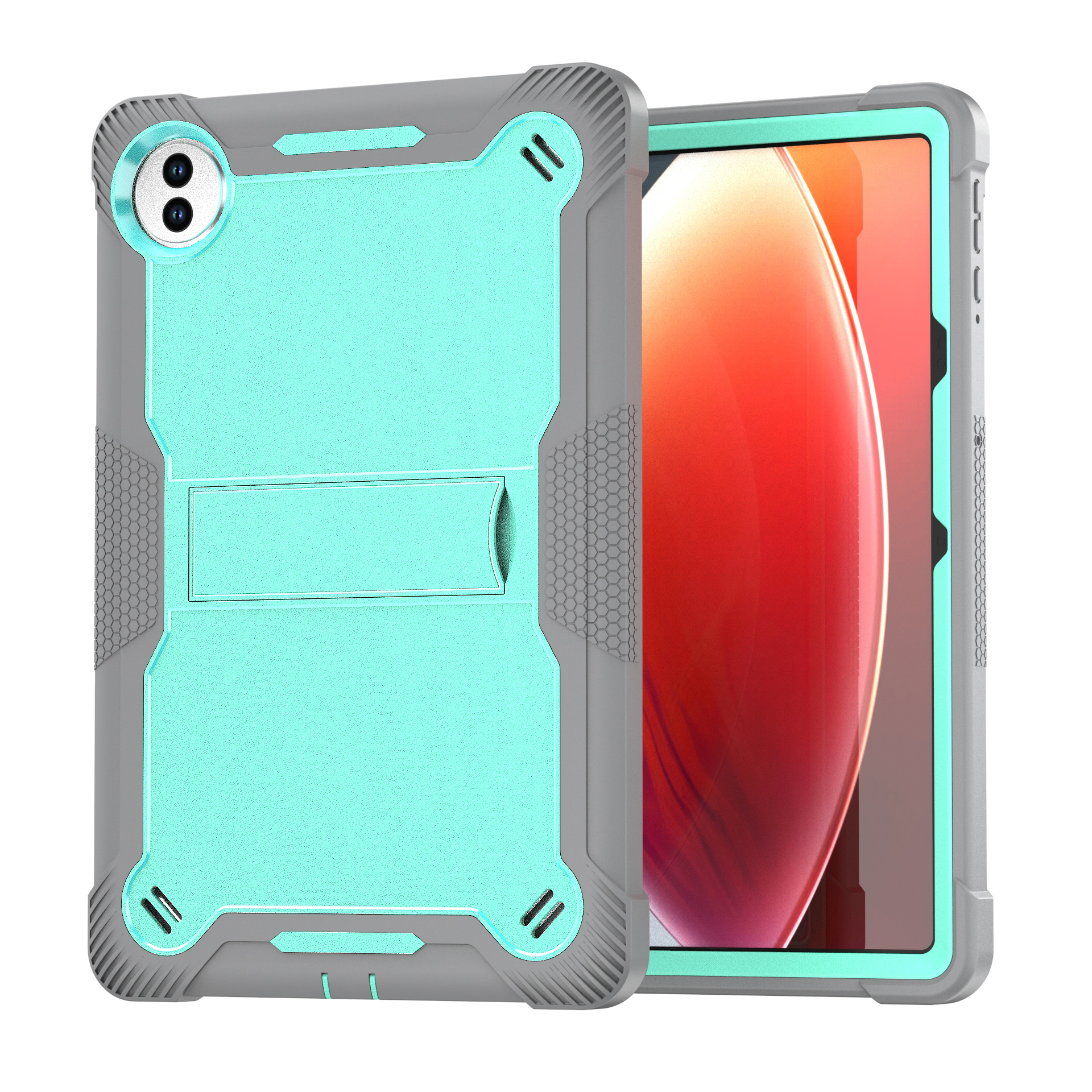 TOZIZO Grey Mint Modern Office Case for Honor Pad 10, 3-Layer Protective Silicone PC Cover with Foldable Multi-Angle Landscape Kickstand