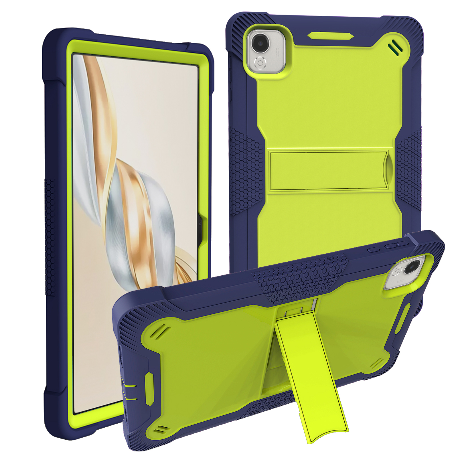 TOZIZO Green & Navy Rugged Survivor Case for Honor Pad X9A - Shockproof Kickstand Hybrid Armor Tablet Cover